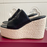 GC 25 Interlocking G Sandal Black Cord Cowhide 291031