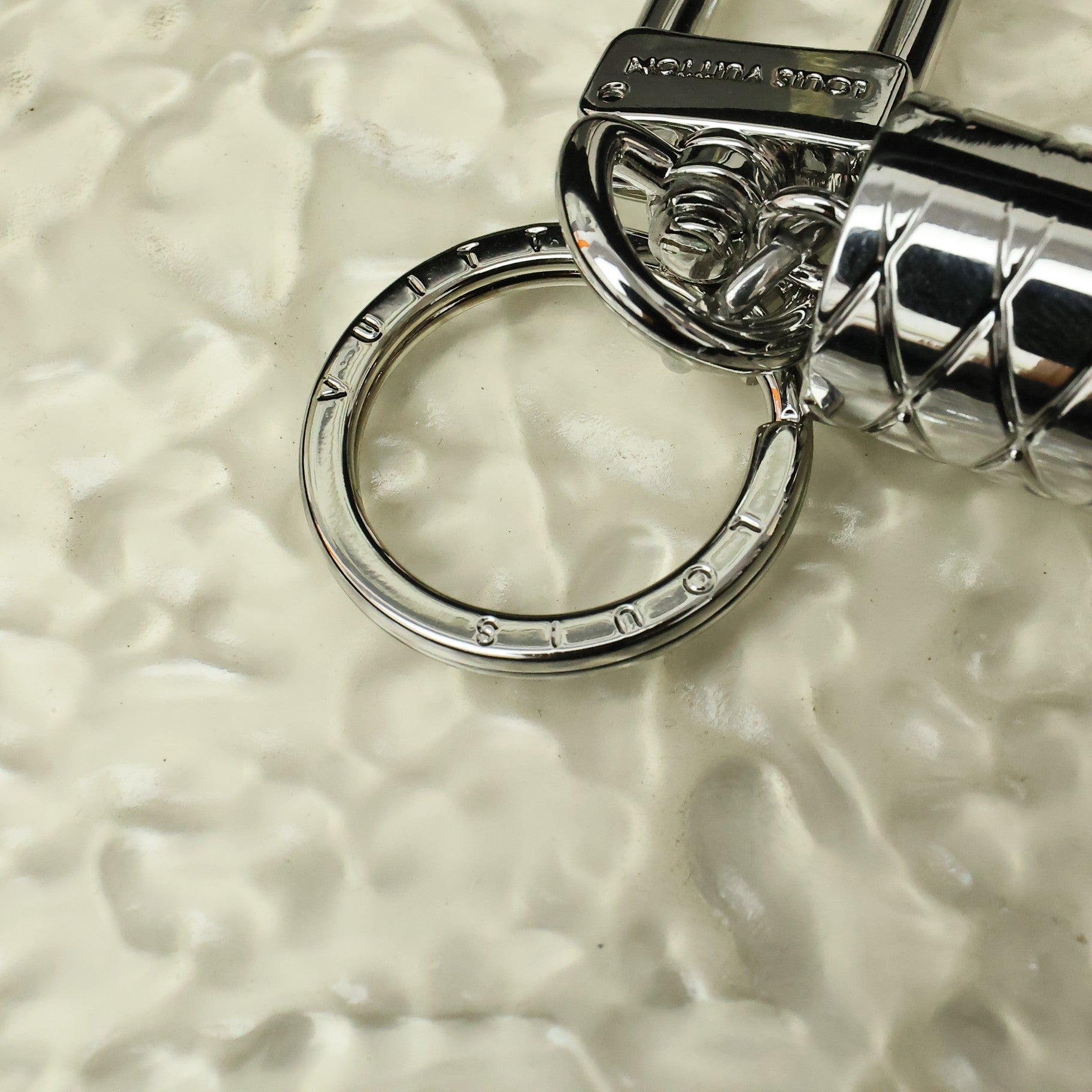 LV Silver Lipstick Bag Charm Keychain