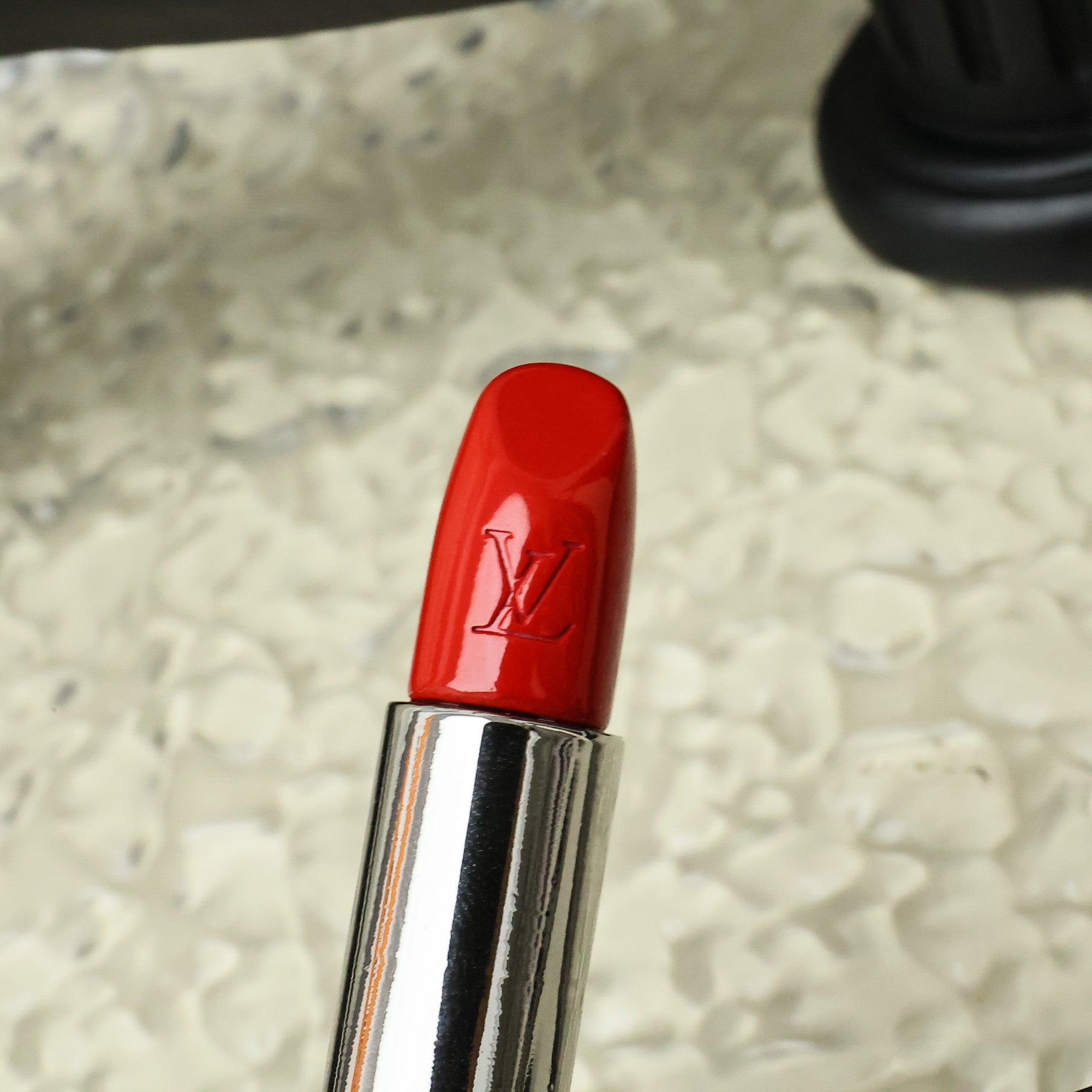 LV Silver Lipstick Bag Charm Keychain