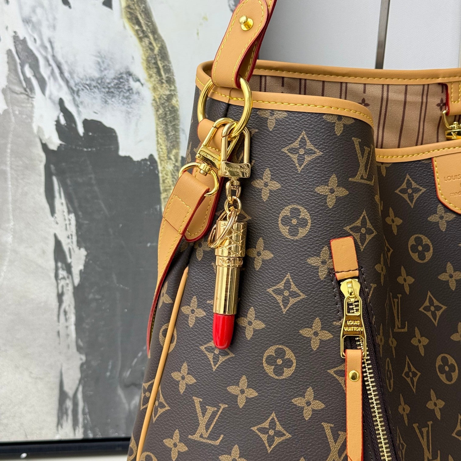 LV Gold Lipstick Bag Charm Keychain