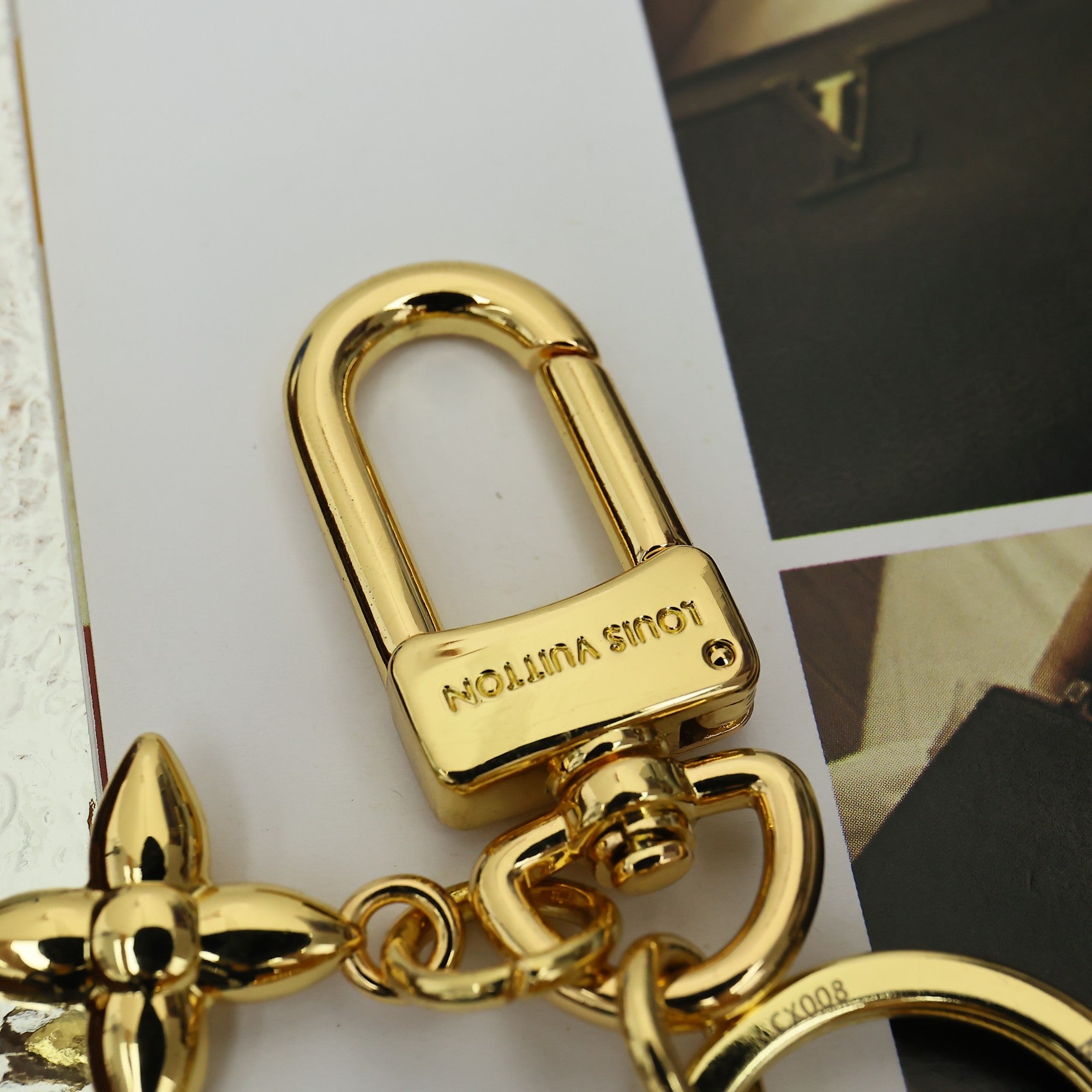 LV Gold Heart-shaped Keychain Bag Charm