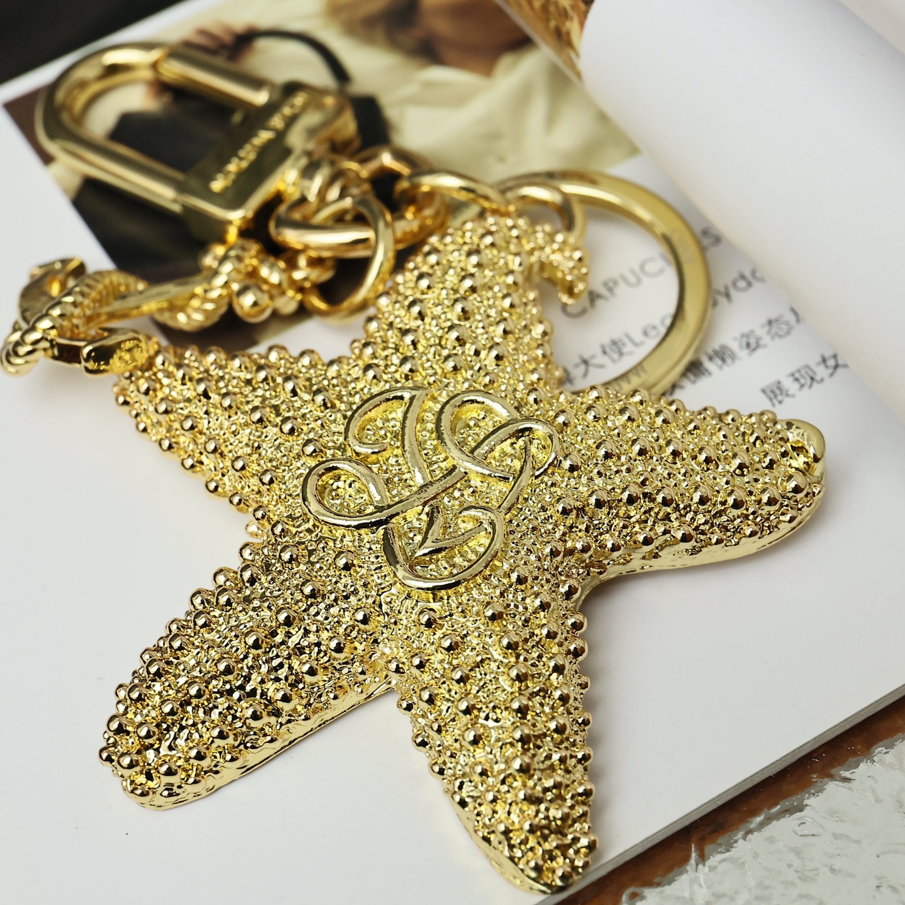 LV Gold Starfish Charm and Keychain