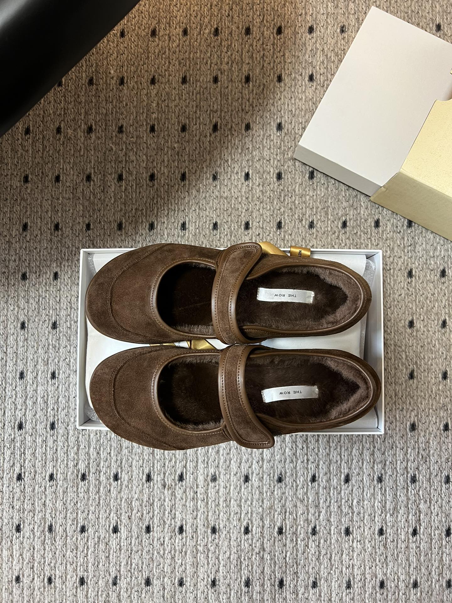 The Row 2025 Ballet Flat Brown Suede Wool 561591