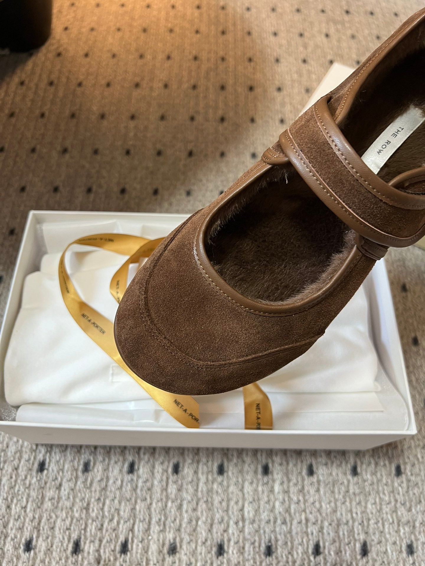 The Row 2025 Ballet Flat Brown Suede Wool 561591