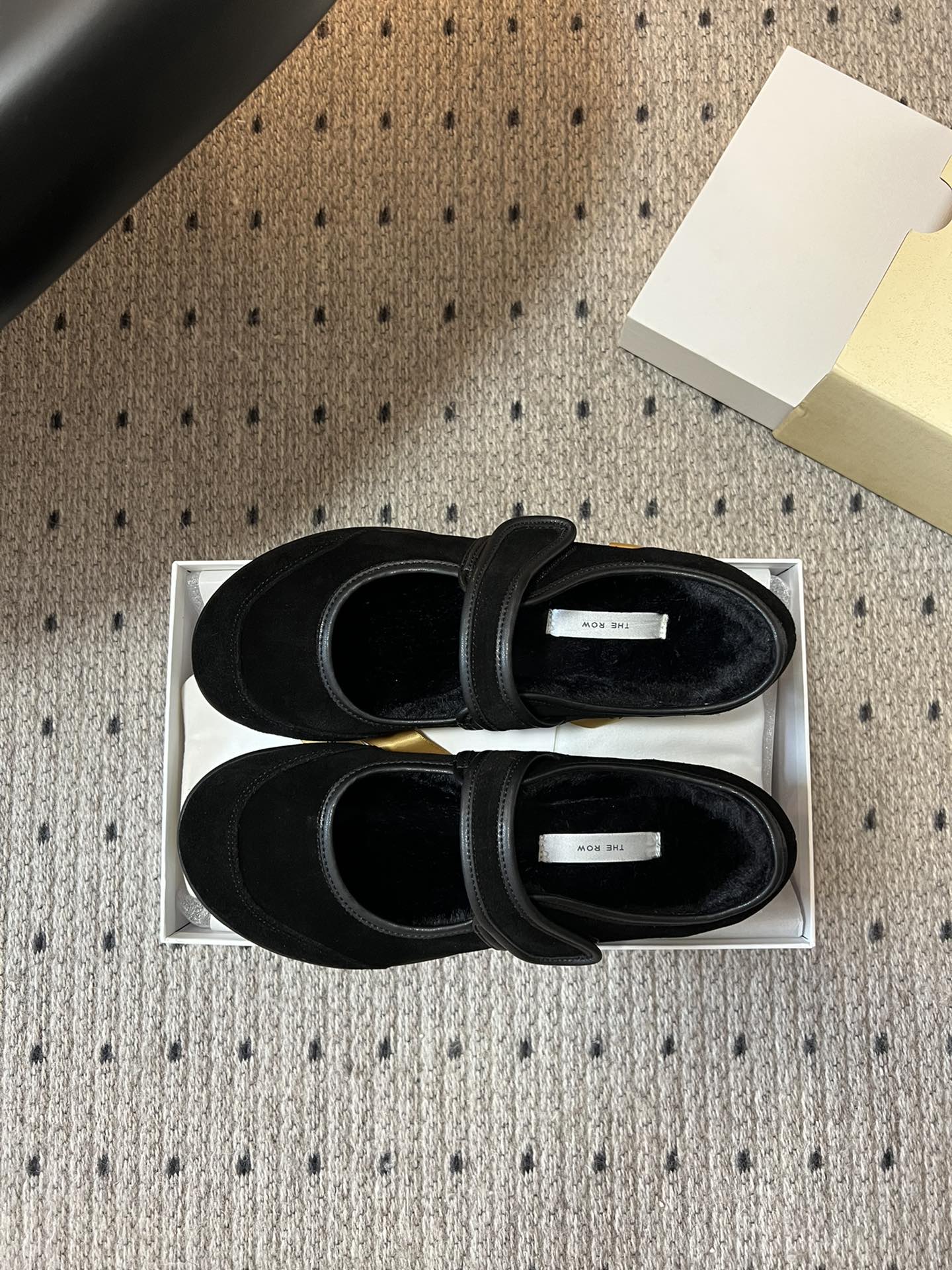 The Row 2025 Ballet Flat Black Suede Wool 561592