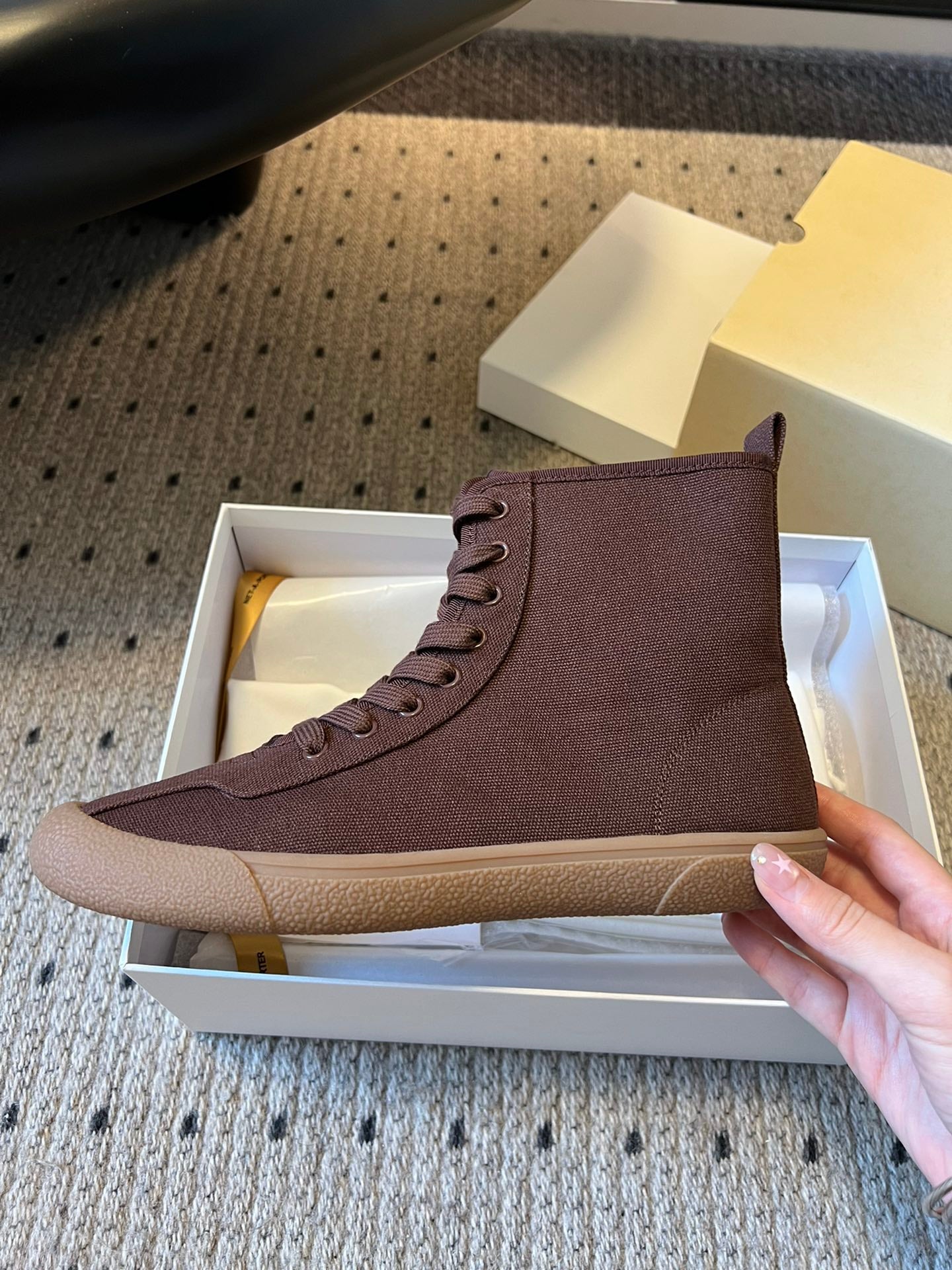 The Row 2025 High Sneaker Brown Canvas 561615