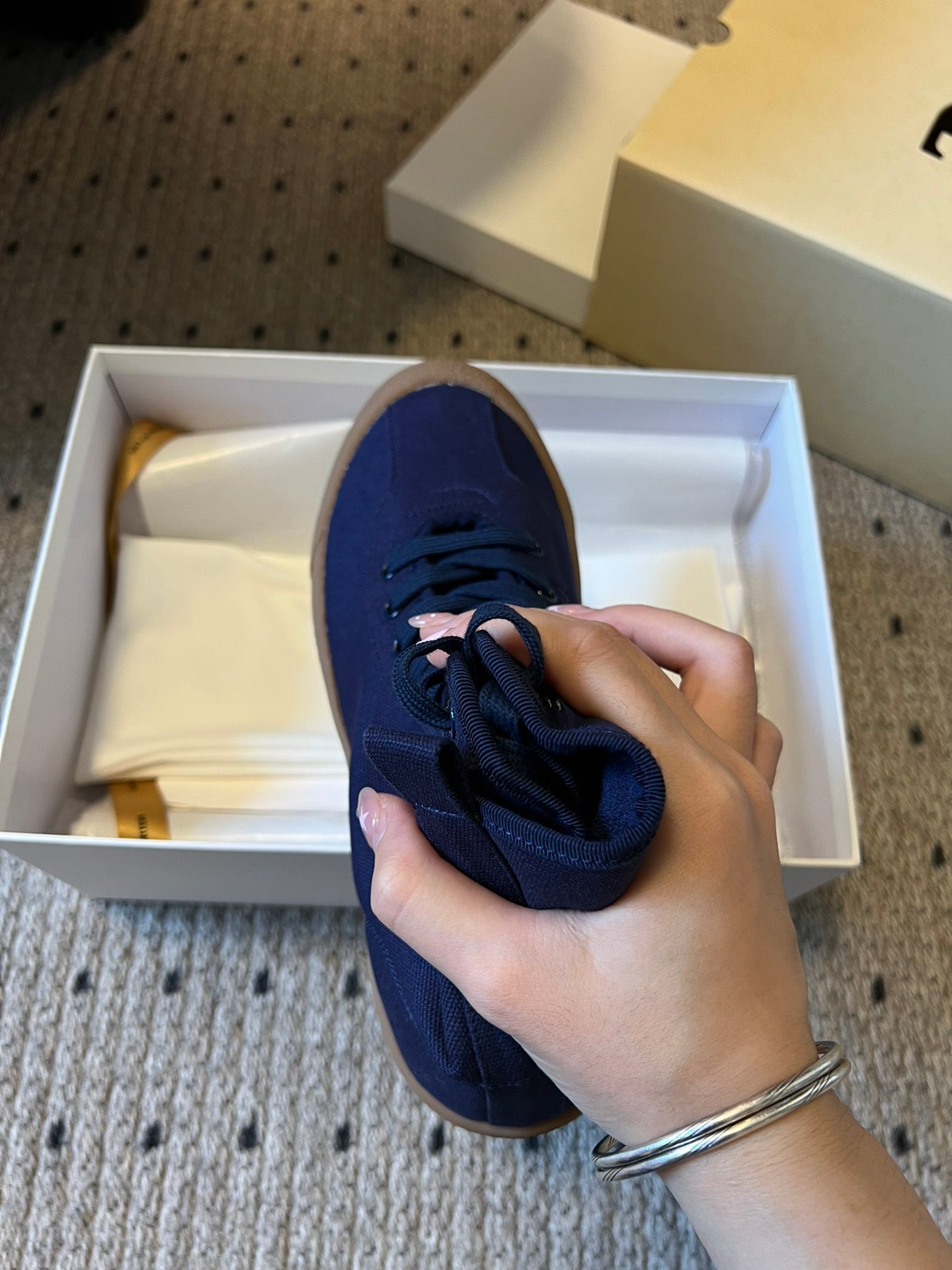 The Row 2025 High Sneaker Blue Canvas 561614