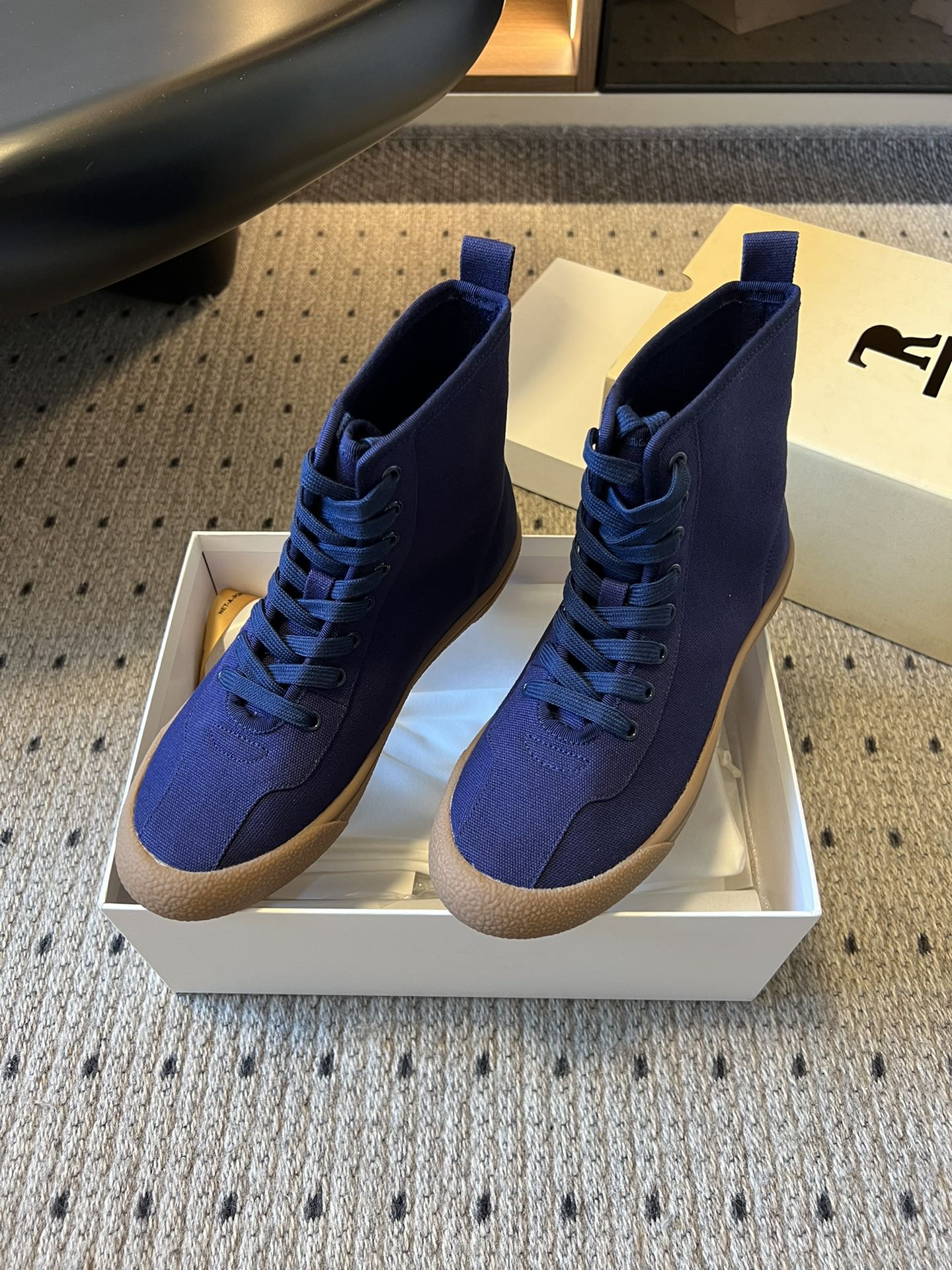 The Row 2025 High Sneaker Blue Canvas 561614