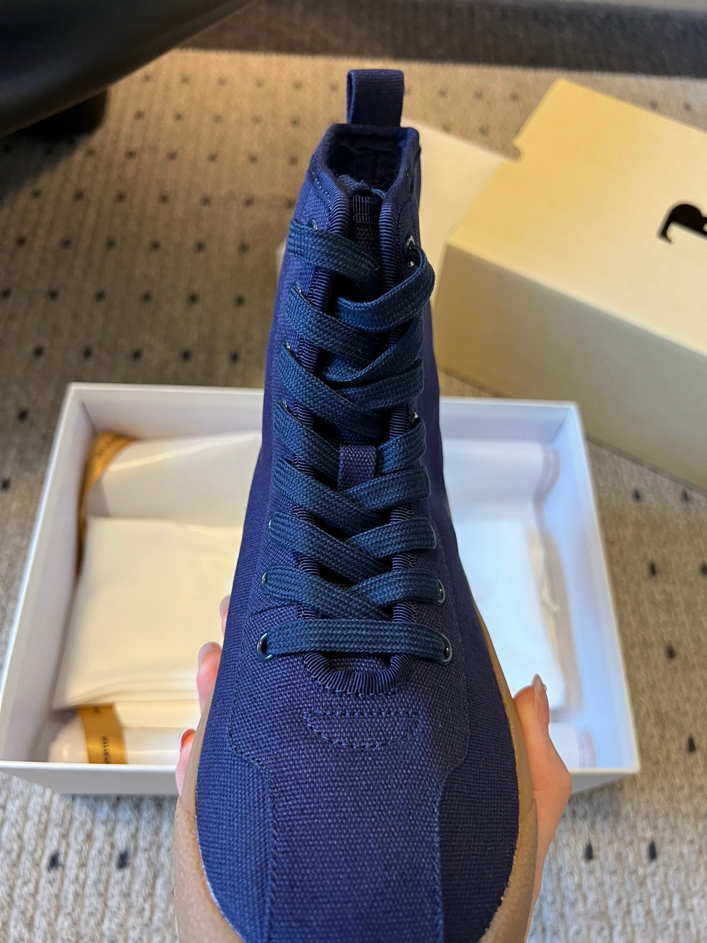 The Row 2025 High Sneaker Blue Canvas 561614