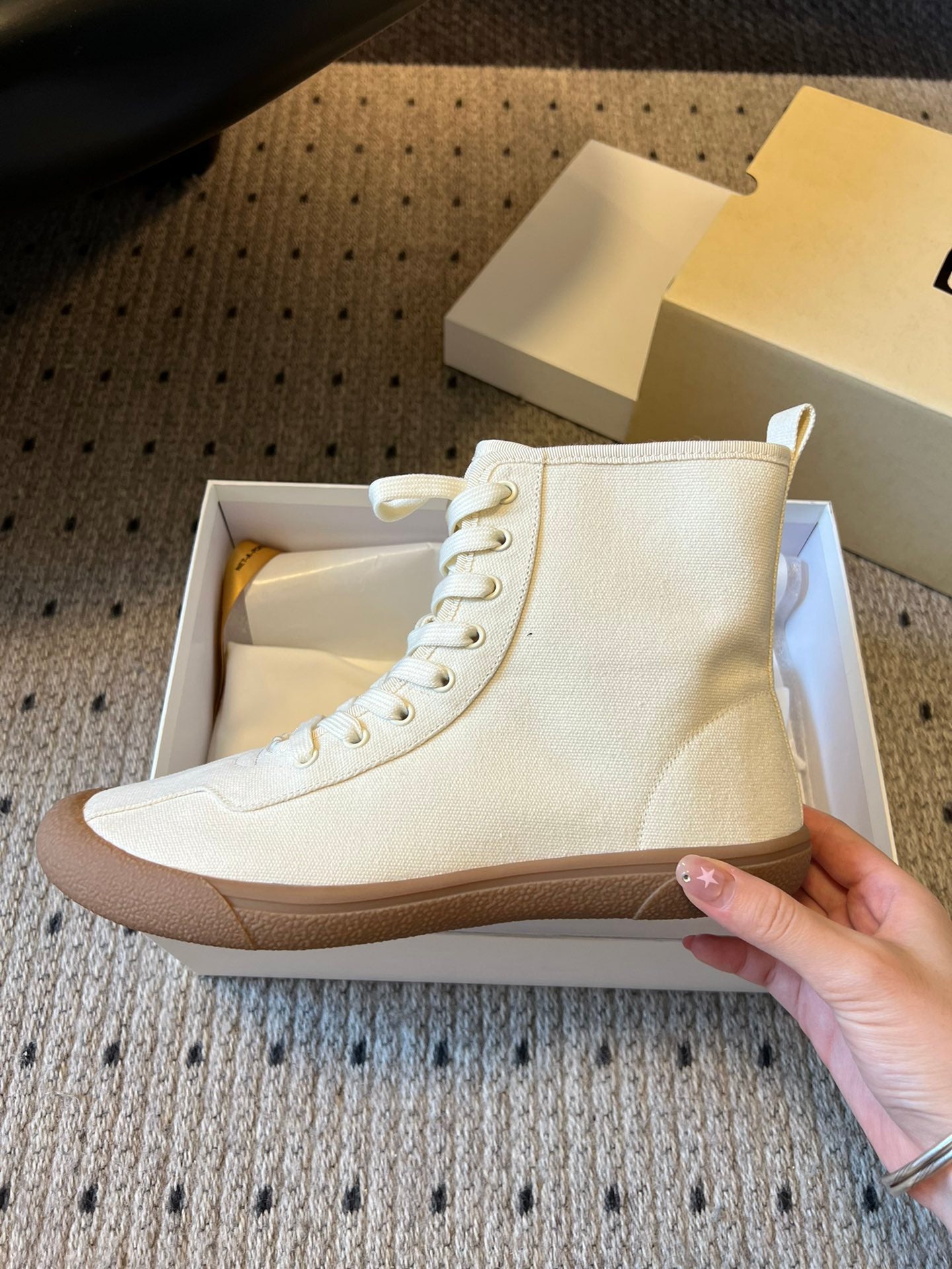 The Row 2025 High Sneaker White Canvas 561616