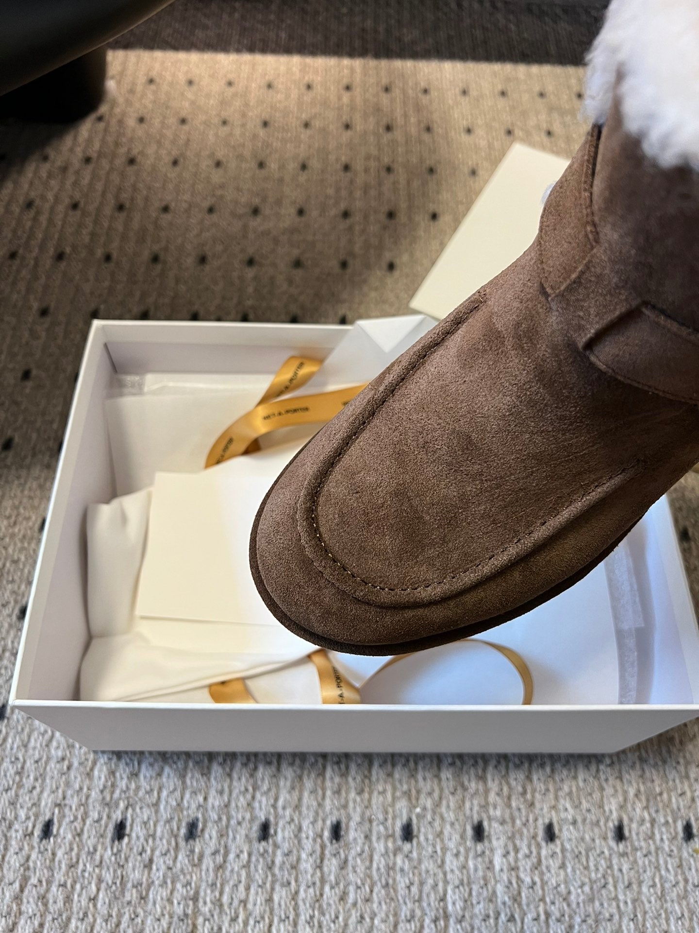 The Row 2025 Ankle Boot Brown White Suede Wool 561621