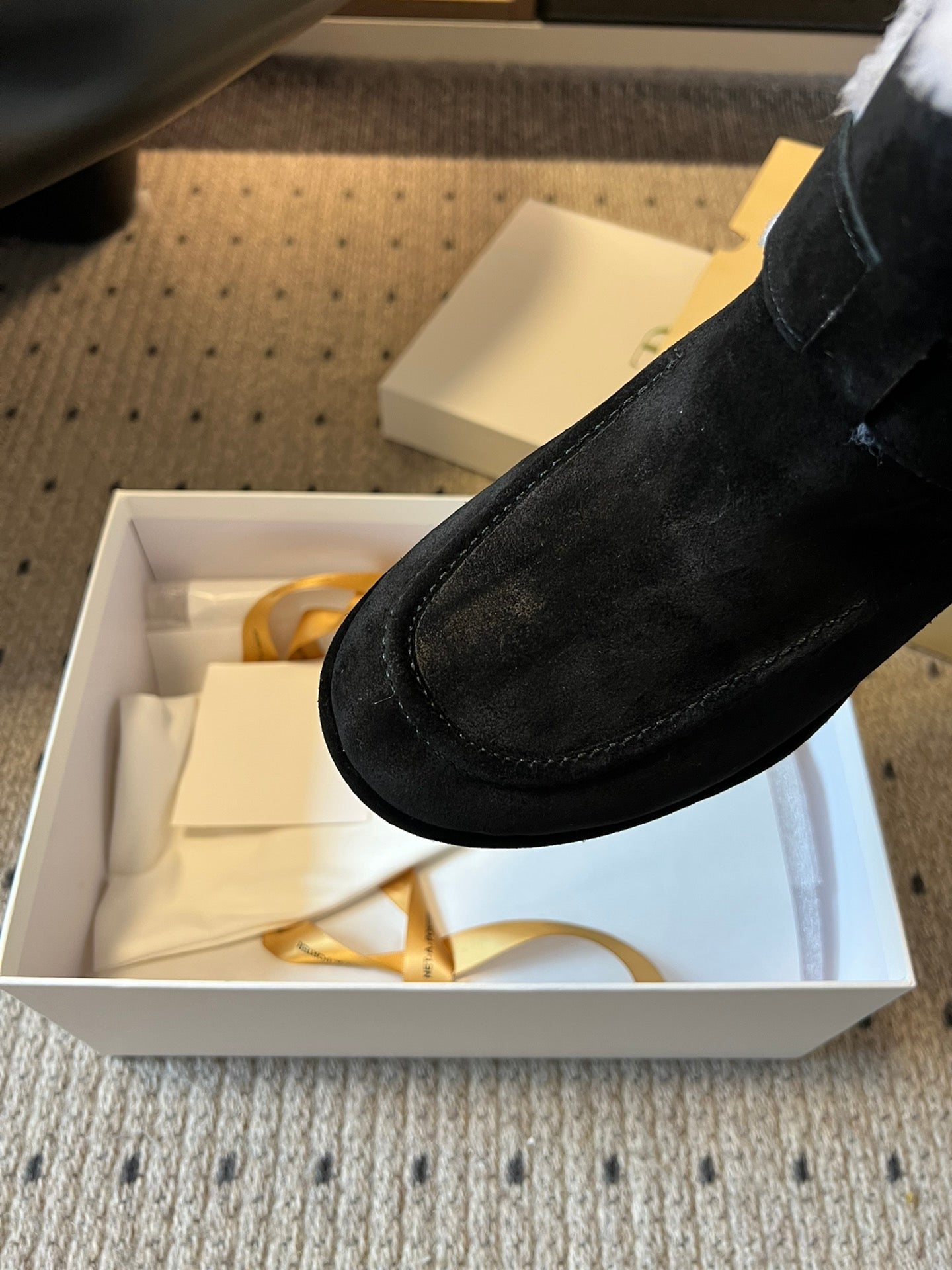 The Row 2025 Ankle Boot Black White Suede Wool 561620