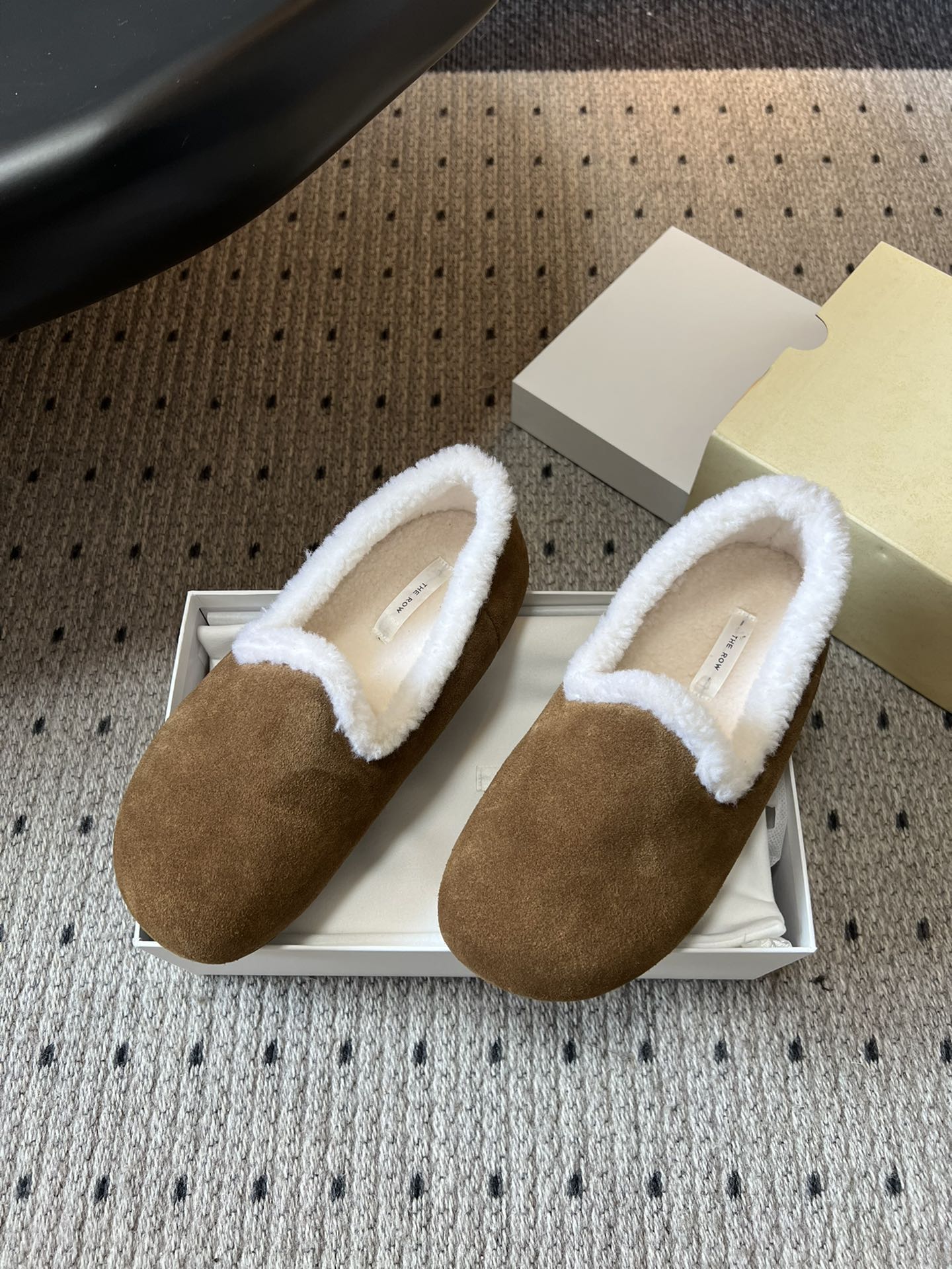 The Row 2025 Loafer Brown White Suede Wool 561629