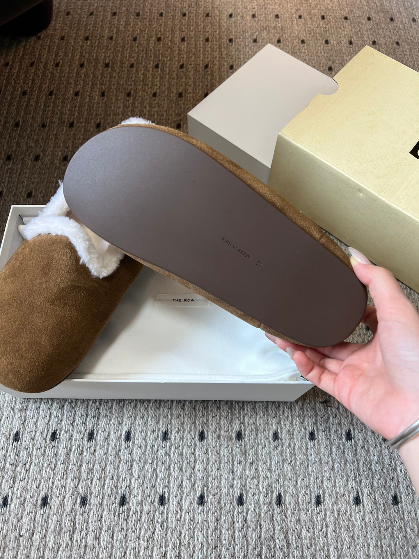 The Row 2025 Loafer Brown White Suede Wool 561629