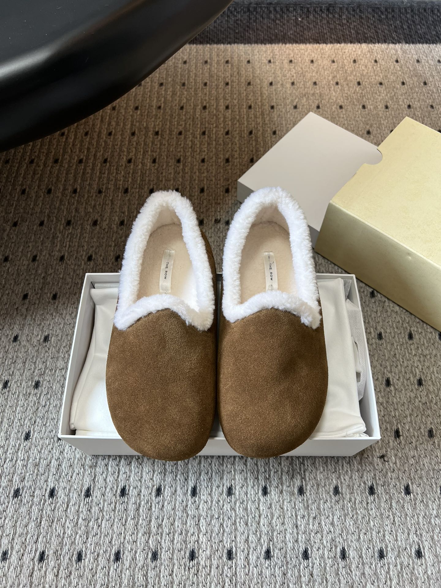 The Row 2025 Loafer Brown White Suede Wool 561629