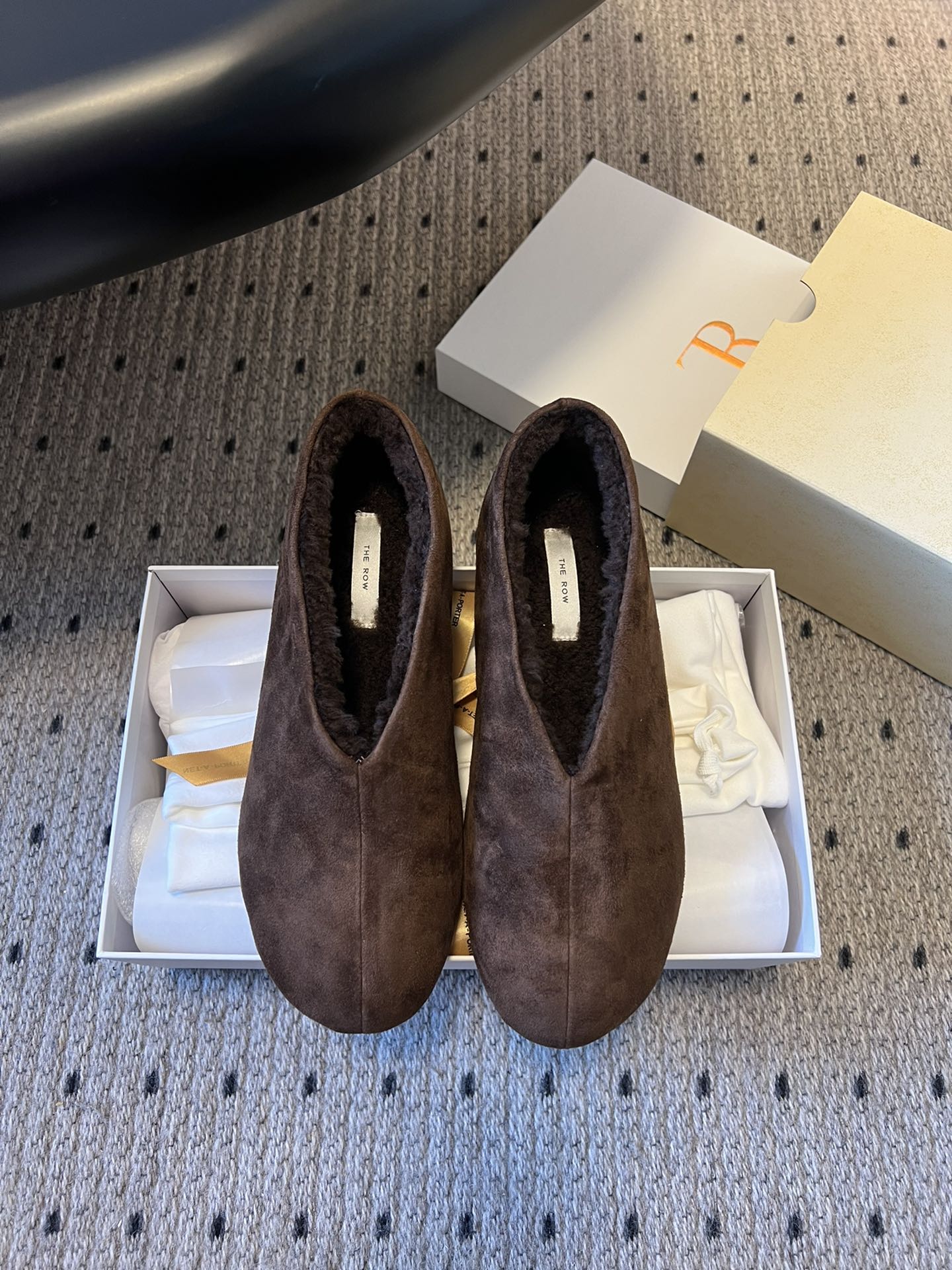 The Row 2025 Stella slip-on Shoe Brown Suede Wool 561642