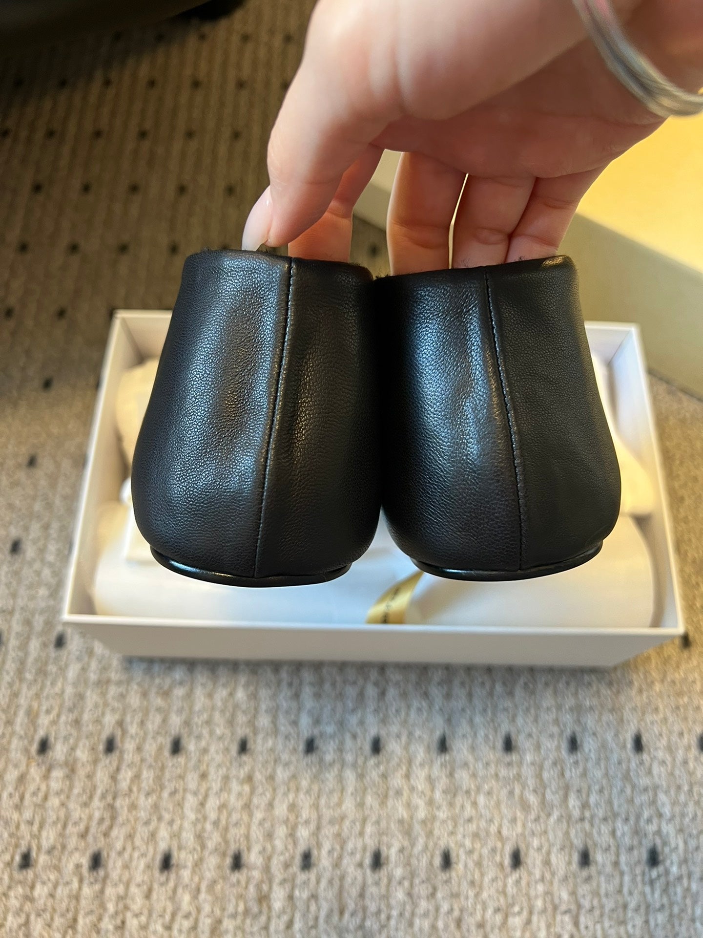 The Row 2025 Stella slip-on Shoe Black Sheepskin Wool 561640