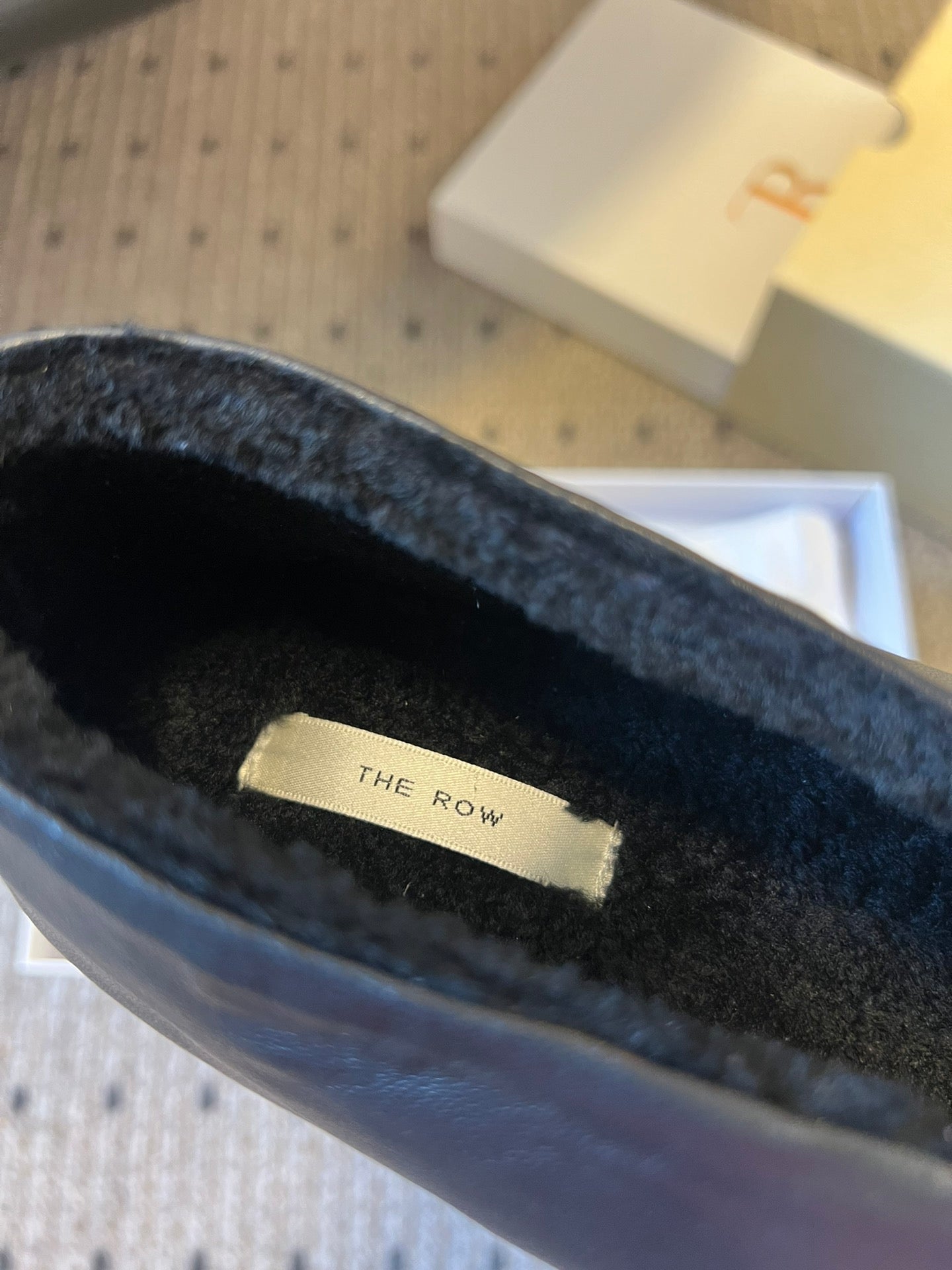 The Row 2025 Stella slip-on Shoe Black Sheepskin Wool 561640