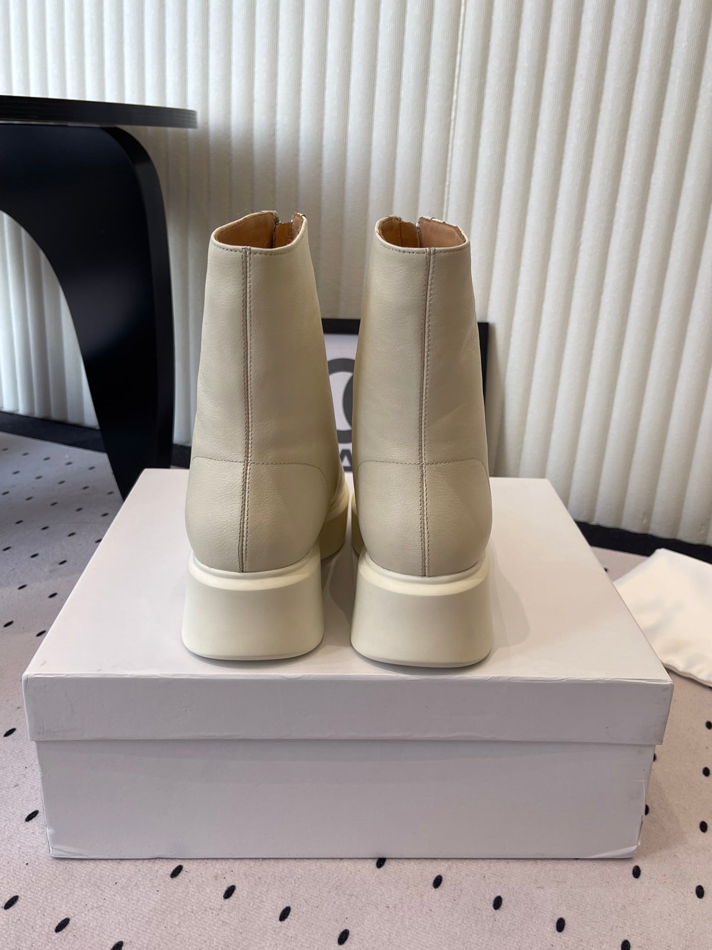 The Row 2025 Zipped Ankle Boot White Cowhide 554601