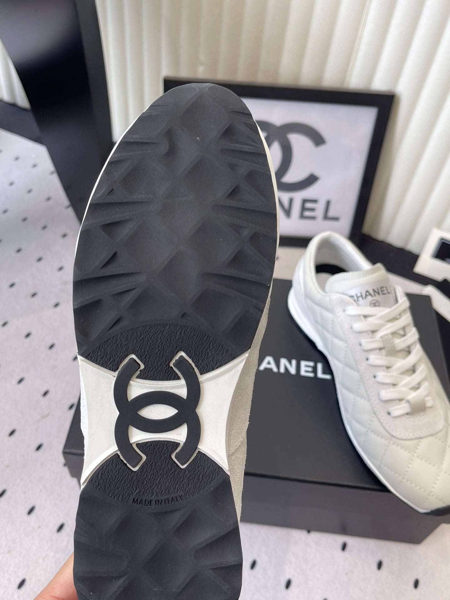 Chanel 2025 Quilted Sneaker White Suede Lambskin 554520