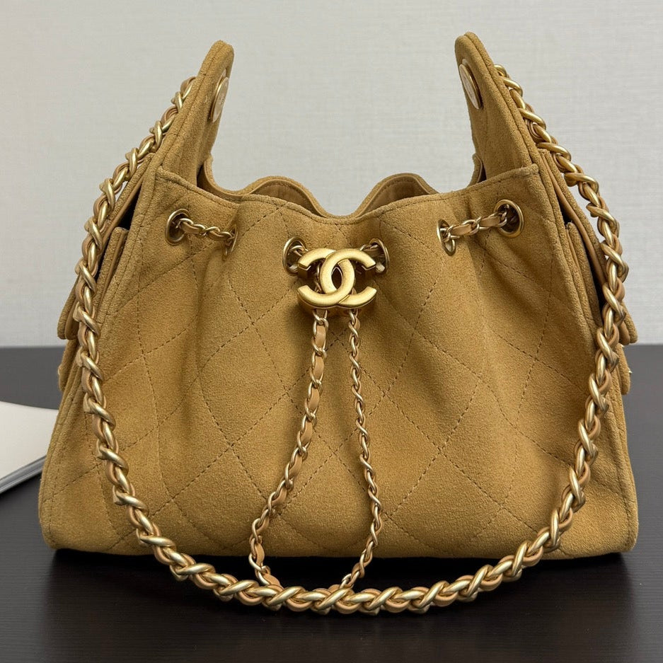 Chanel 2026 Hobo Bag Tan Suede
