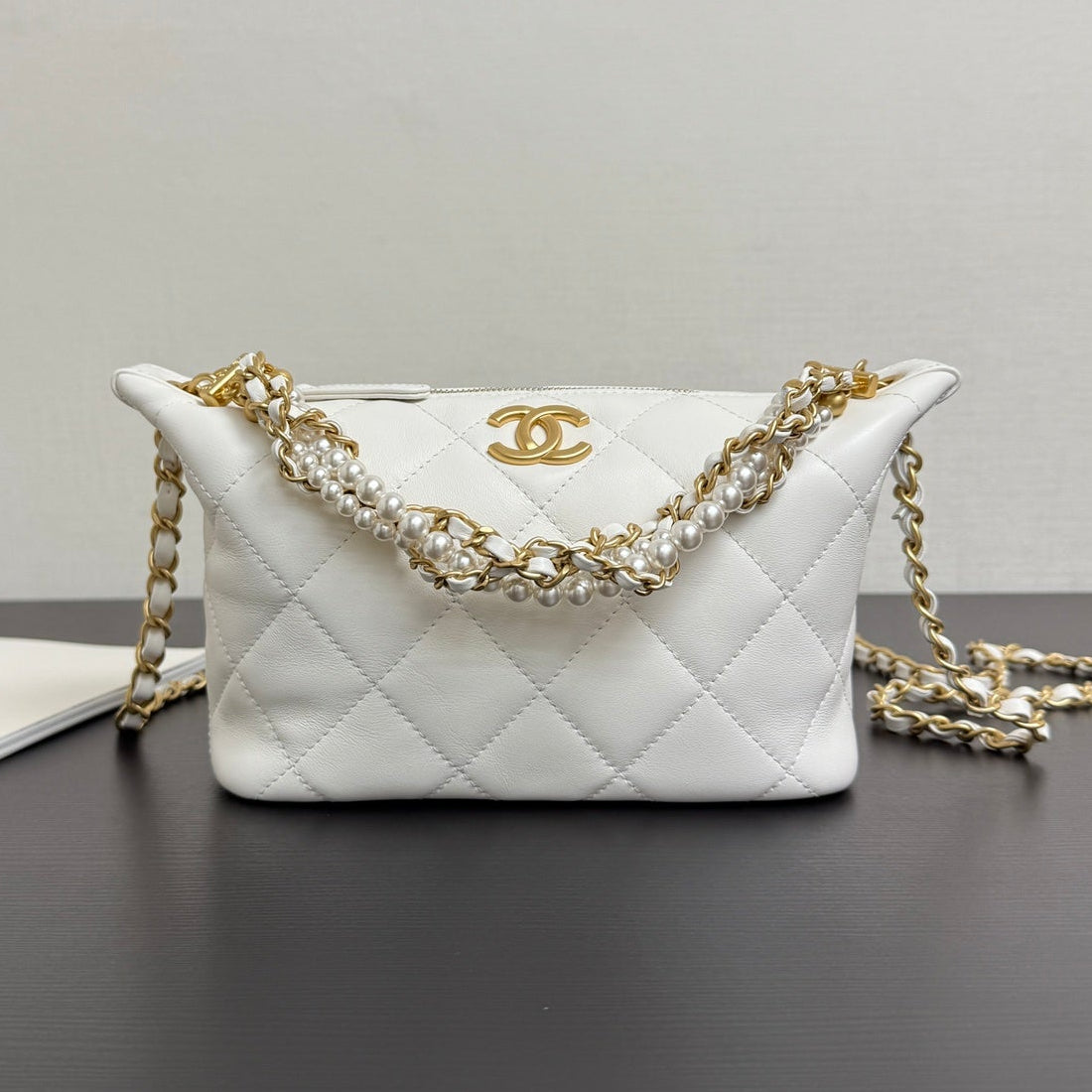 Chanel 2026 Matelassé Pearl Chain Bag White Lambskin