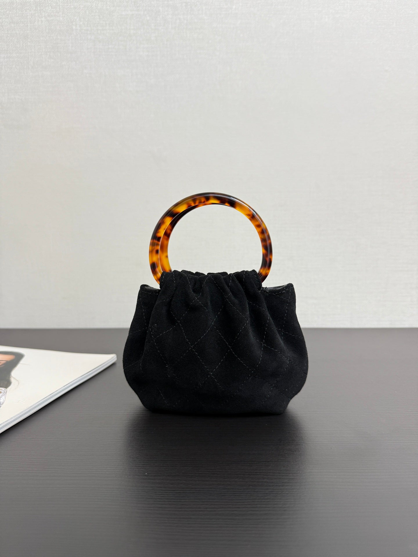 Chanel 2026 Mini Pouch 16cm Black Tortoiseshell Suede Effect Plexi