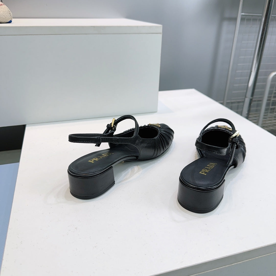 PRA 26S Slingback Flats Black Sheepskin 628700