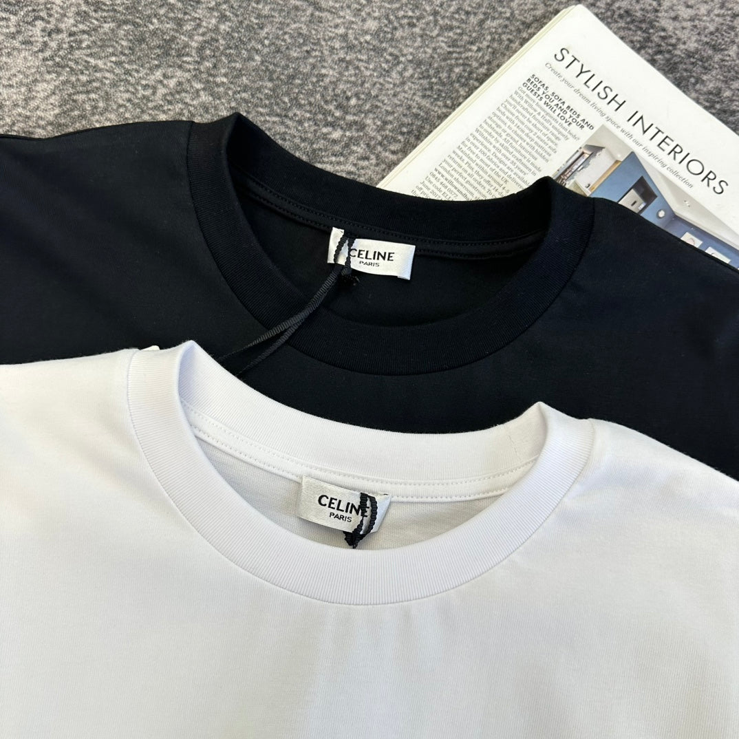 Celine 2026 Short-Sleeve T-Shirt Black and White Cotton