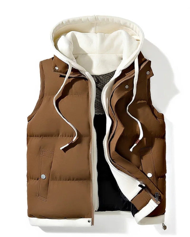 VELORA - Soft Shell Hooded Puffer Gilet VEV43052