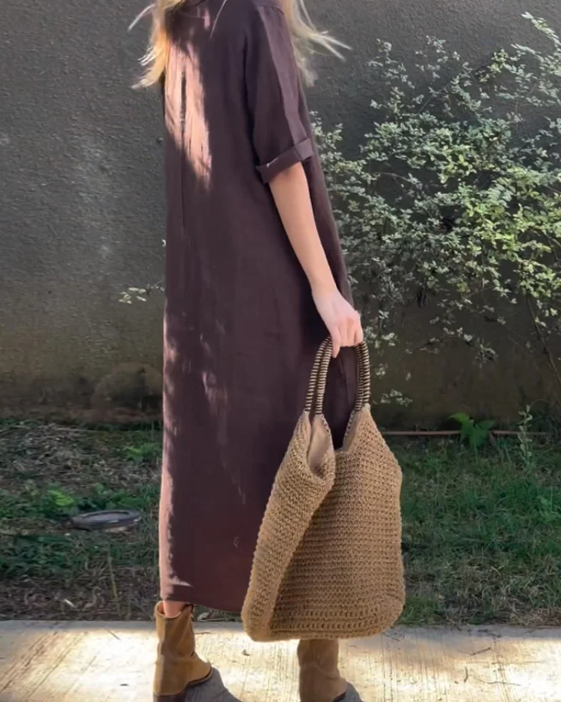 NEREAM - Casual cotton and linen dress #KAL5494