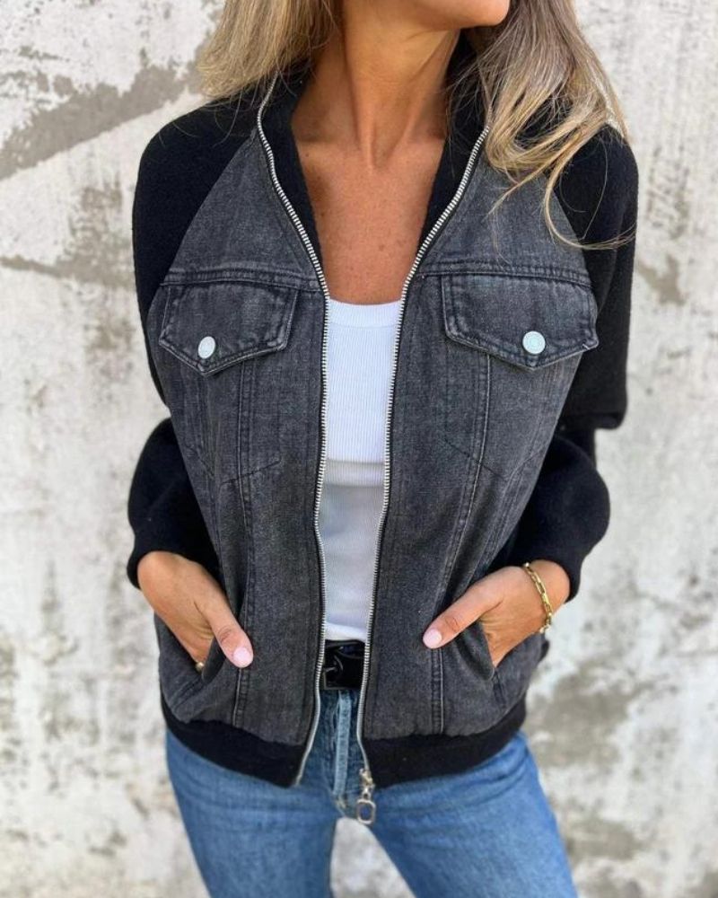 ANIDIA - Modern Jacket with Denim Fabric #AMO9713