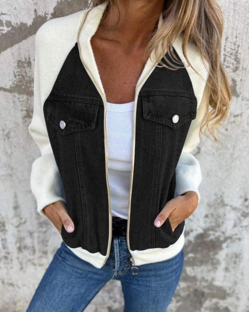 ANIDIA - Modern Jacket with Denim Fabric #AMO9713