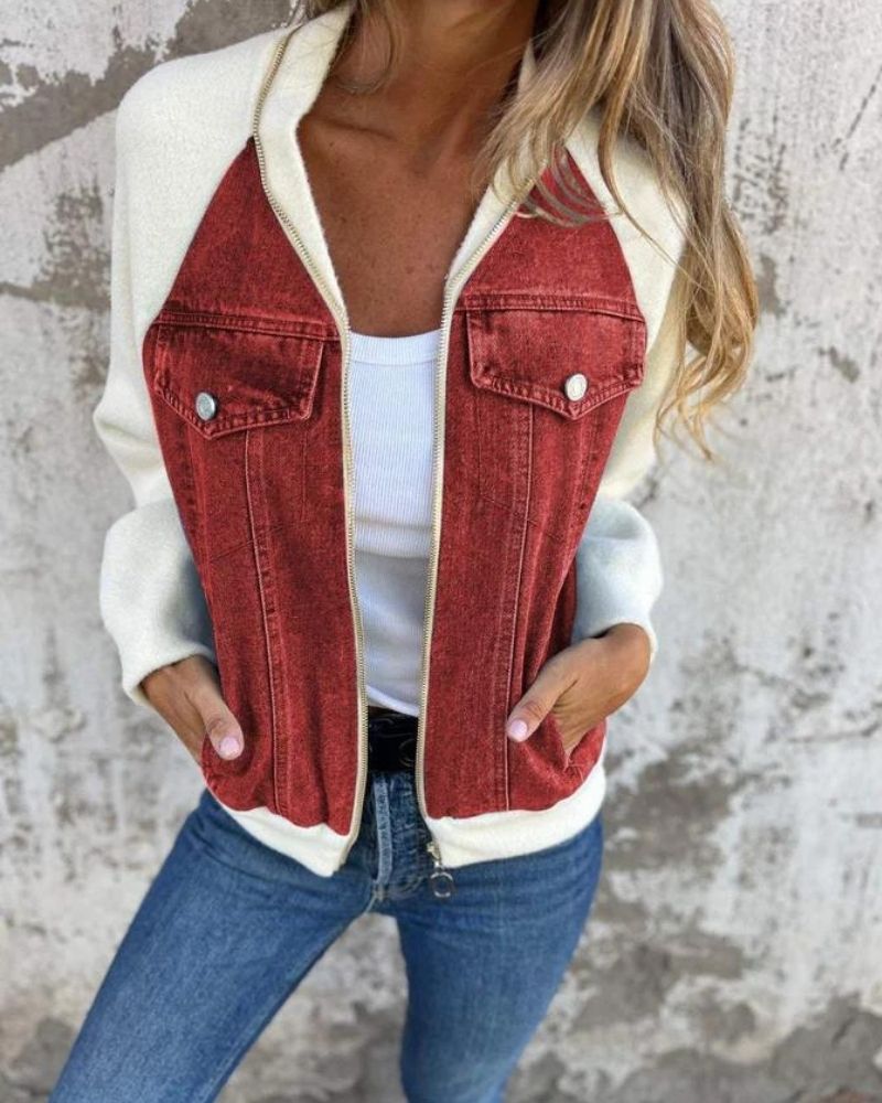 ANIDIA - Modern Jacket with Denim Fabric #AMO9713