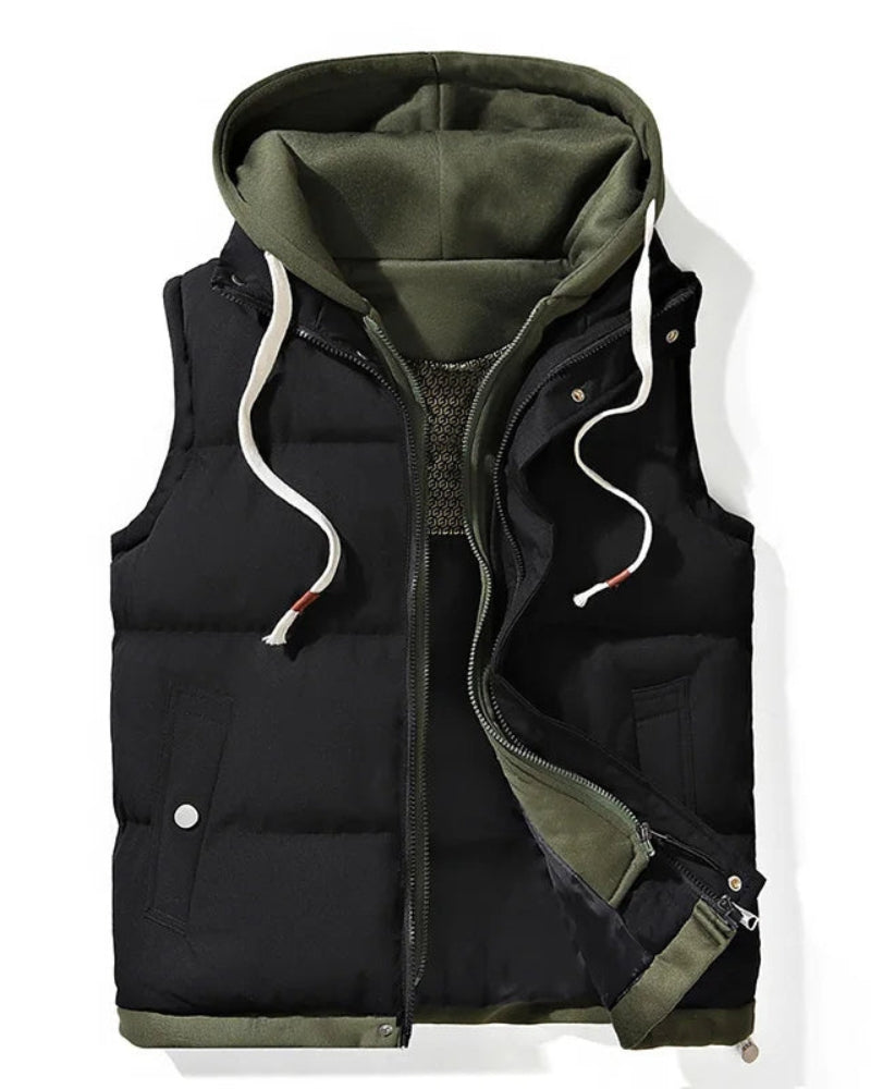 VELORA - Soft Shell Hooded Puffer Gilet VEV43052
