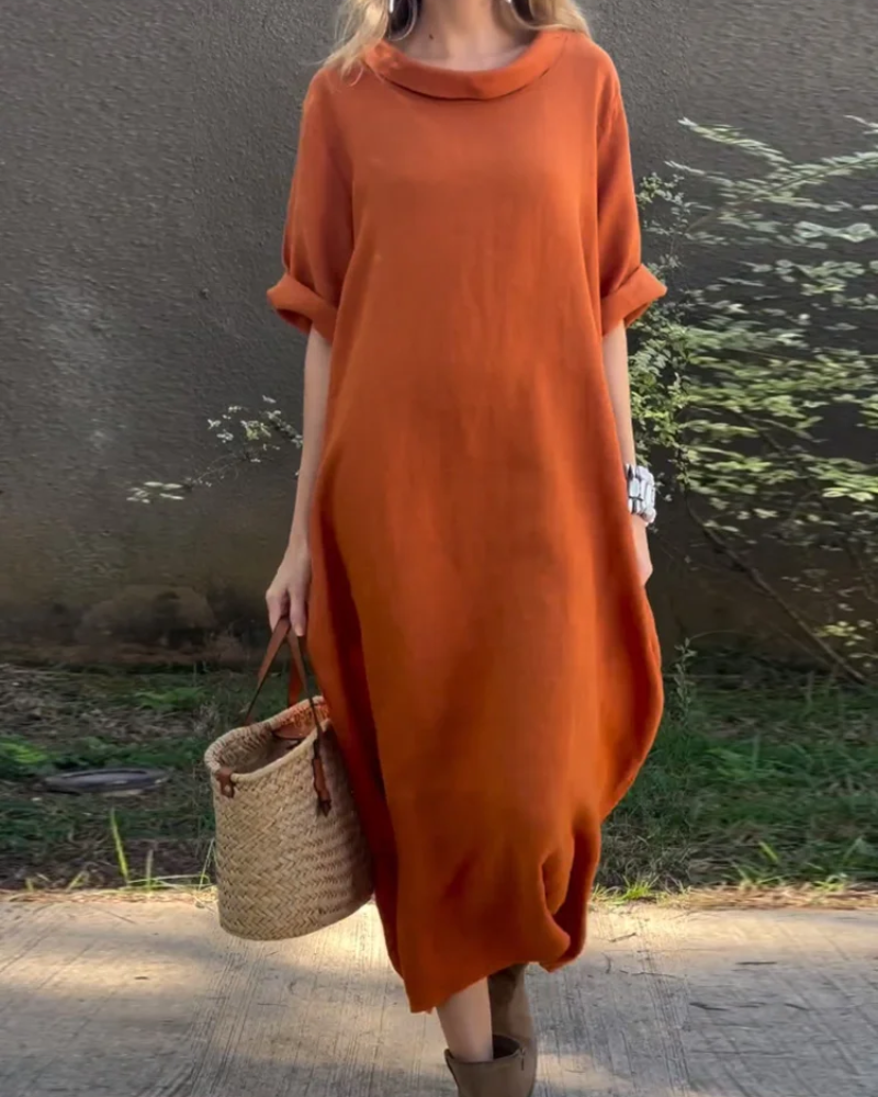 NEREAM - Casual cotton and linen dress #KAL5494