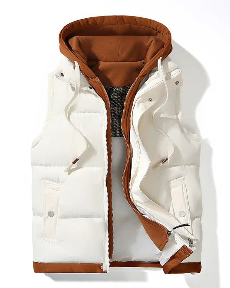 VELORA - Soft Shell Hooded Puffer Gilet VEV43052