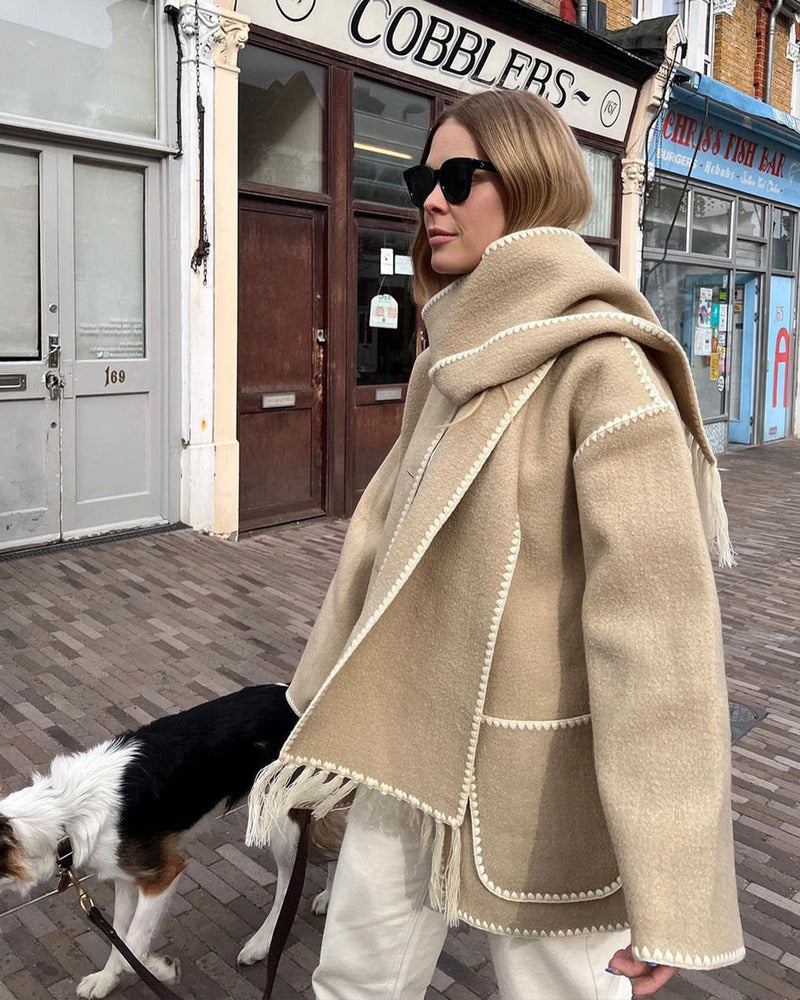 SUMA - Hepburn Style Woolen Cape Coat #VEV43065
