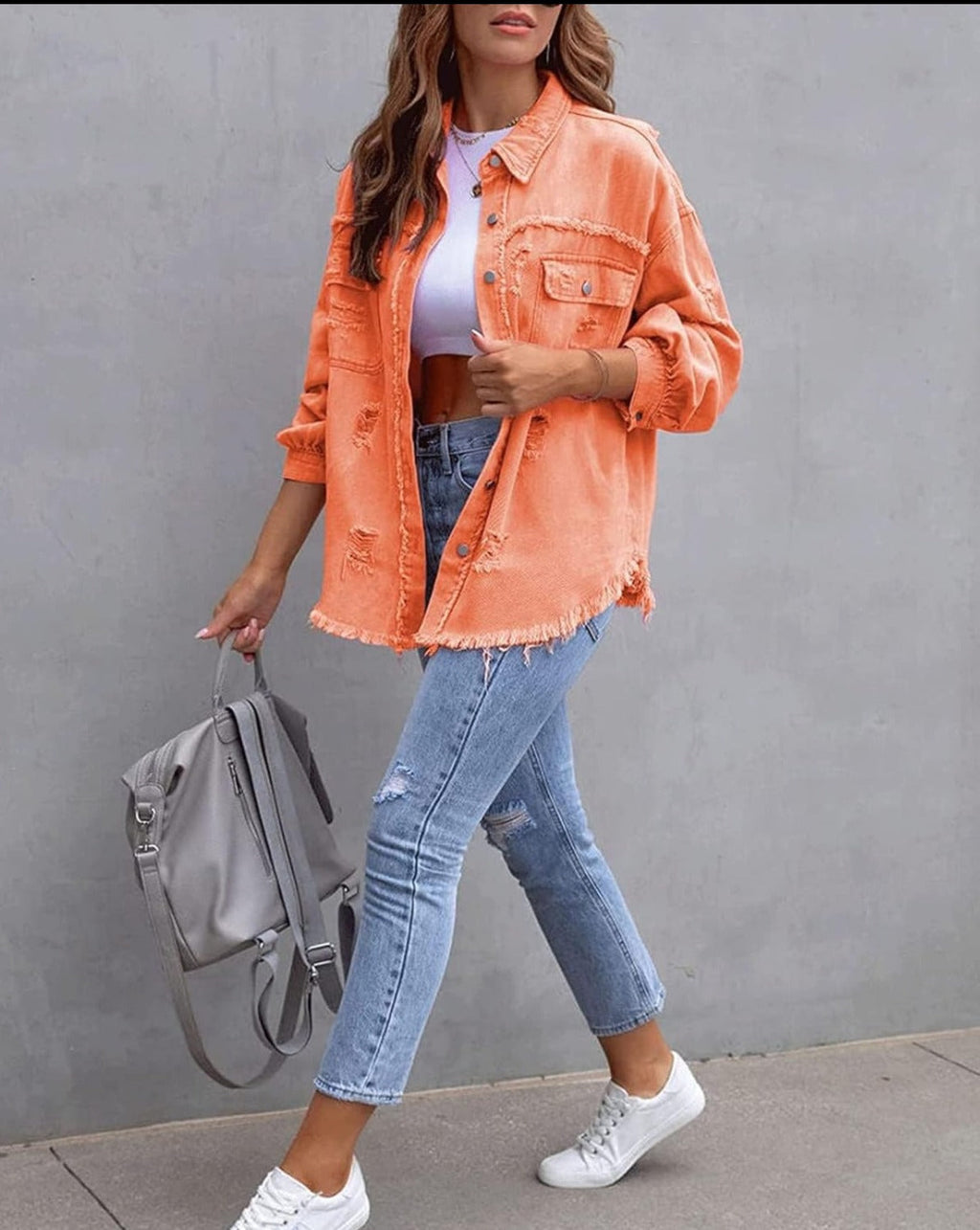 CYA - RIPPED OVERSIZED DENIM JACKET VEV37665