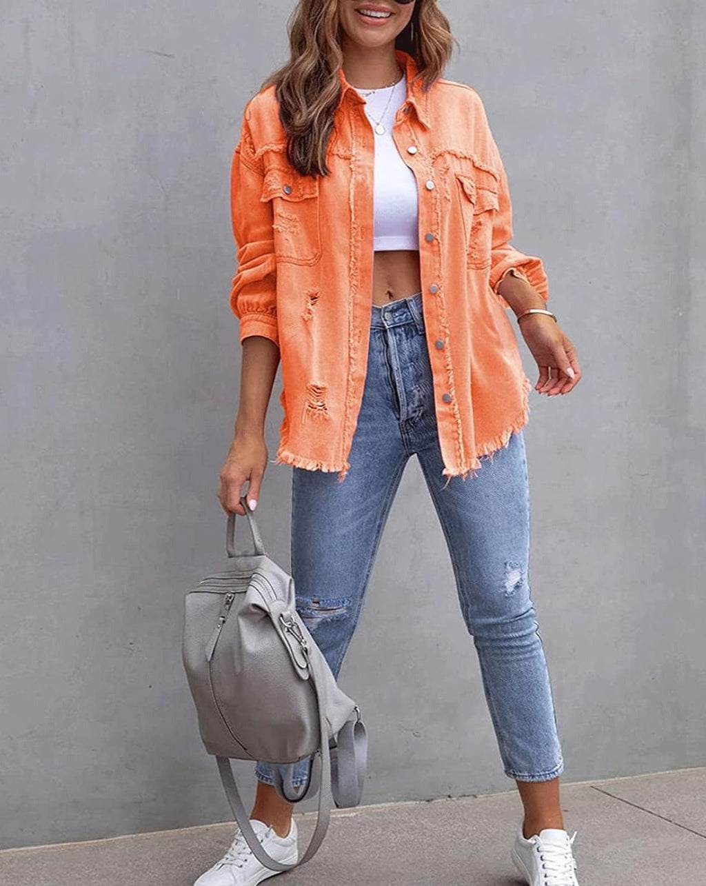 CYA - RIPPED OVERSIZED DENIM JACKET VEV37665