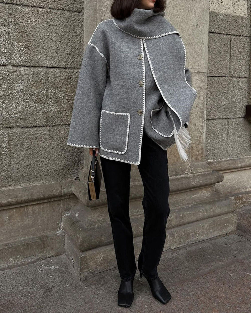 SUMA - Hepburn Style Woolen Cape Coat #VEV43065