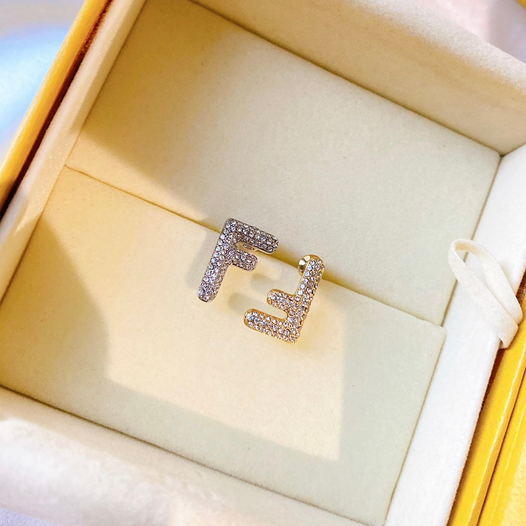 FF EARRINGS SMALL SILVER&GOLD DIAMOND