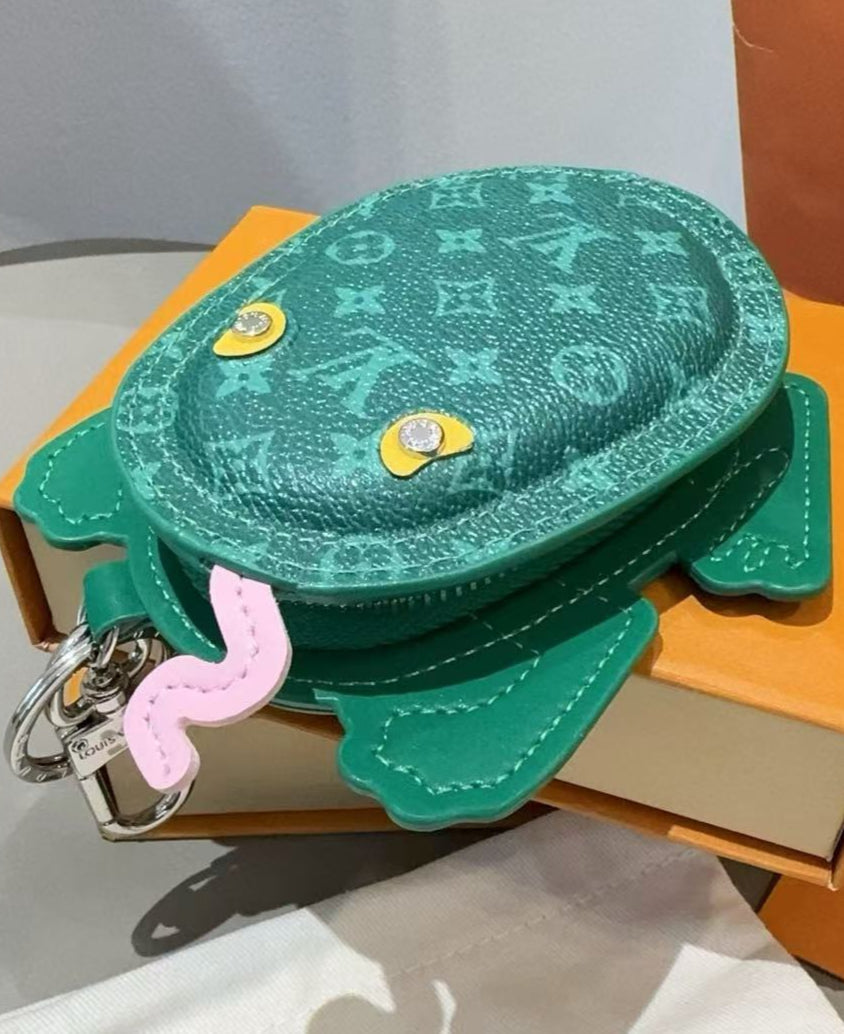 LV Frog Bag Charm Borneo Green Canvas and leather