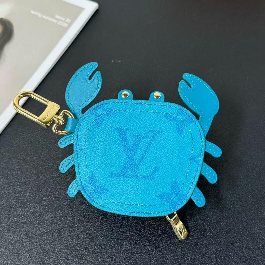 LV Crab Bag Charm Blue Canvas and leather