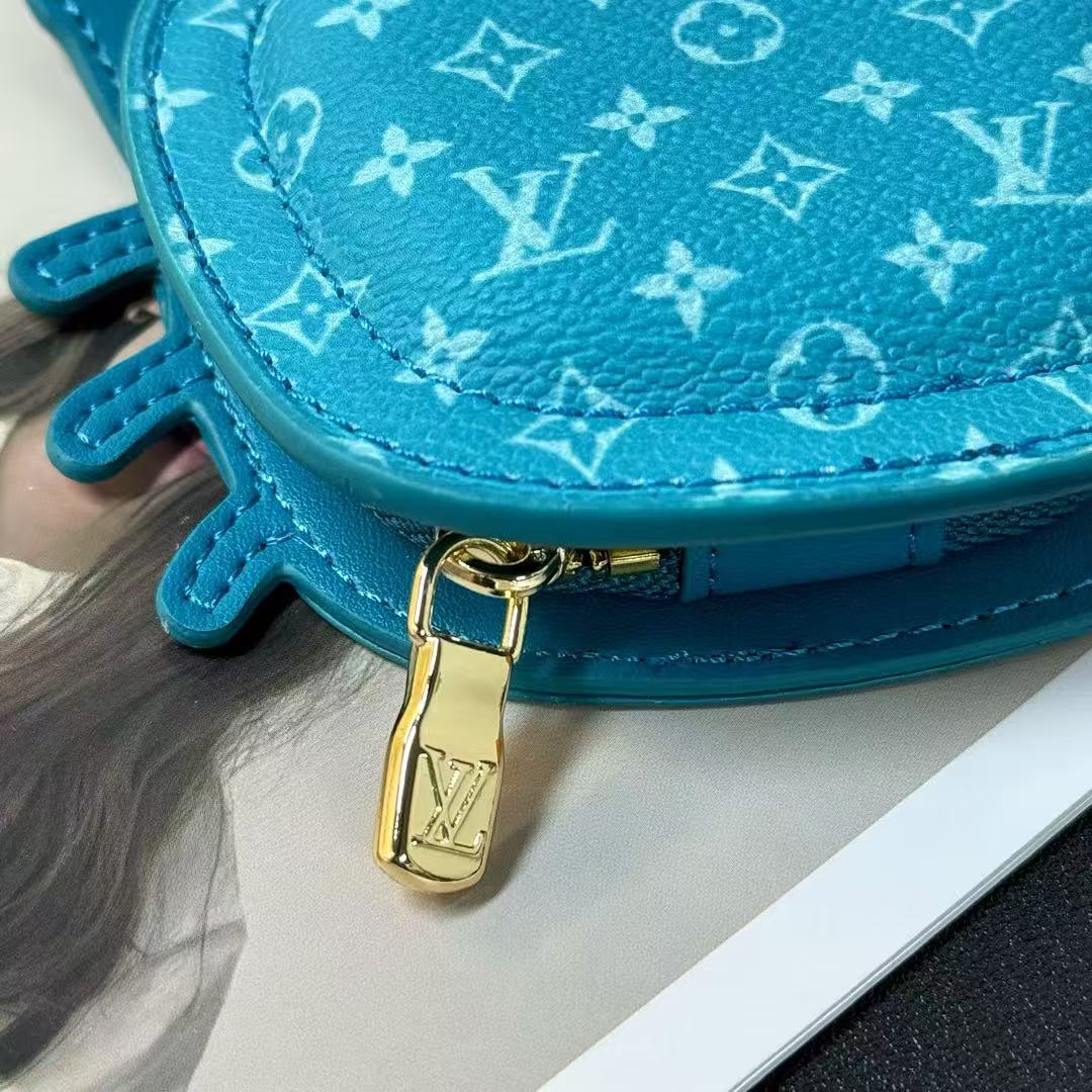 LV Crab Bag Charm Blue Canvas and leather