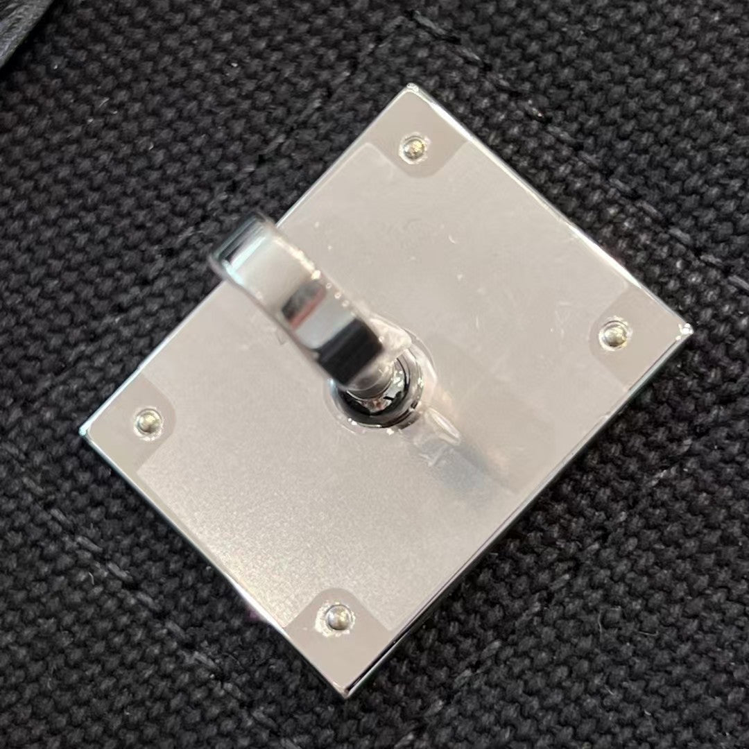 HM Birkin Cargo 35cm Black Sesame Swift and Canvas Silver Hardware