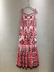 Dolce & Gabbana Print Dress Pink White Cotton