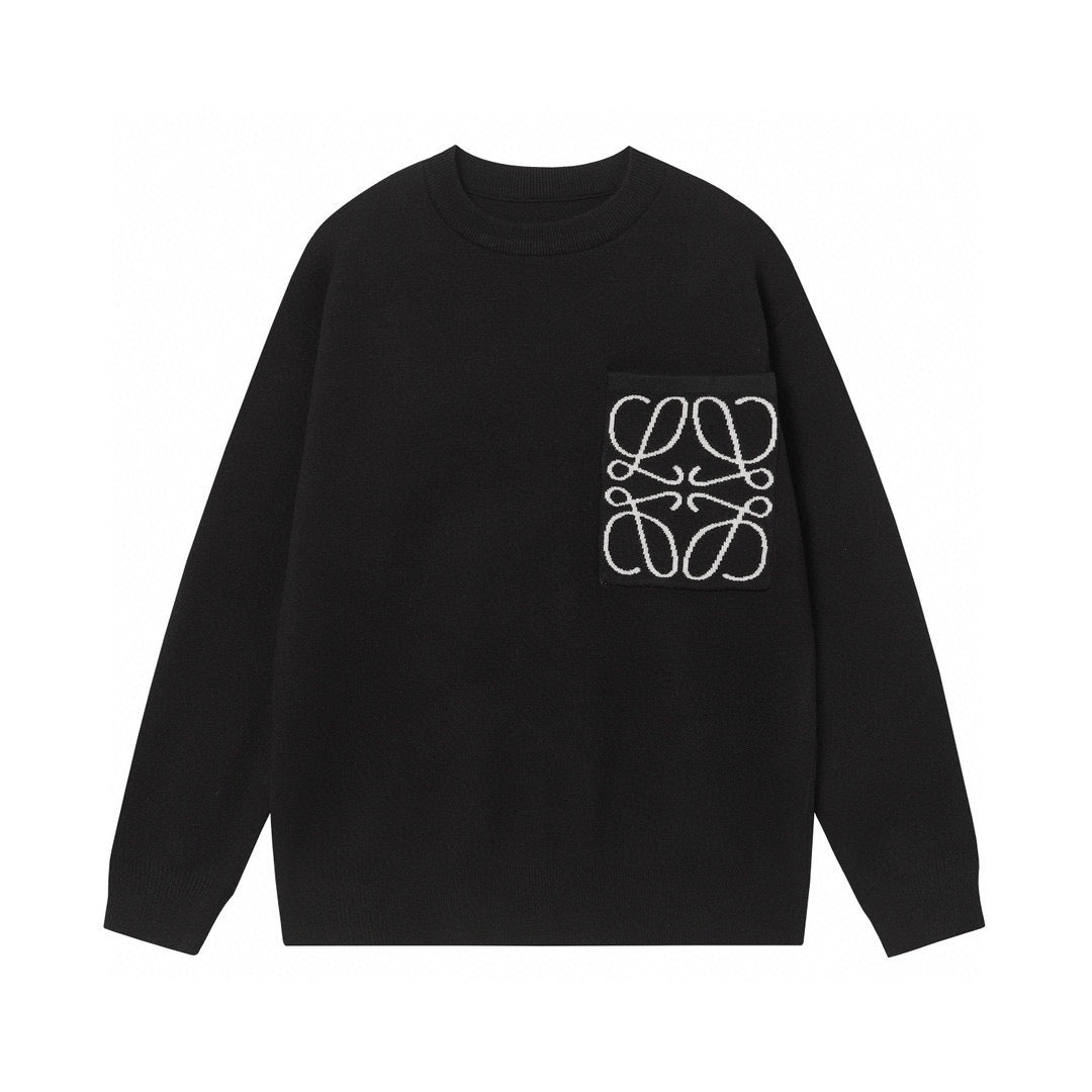 Loewe 2025 Anagram Pocket Sweater Black Cotton