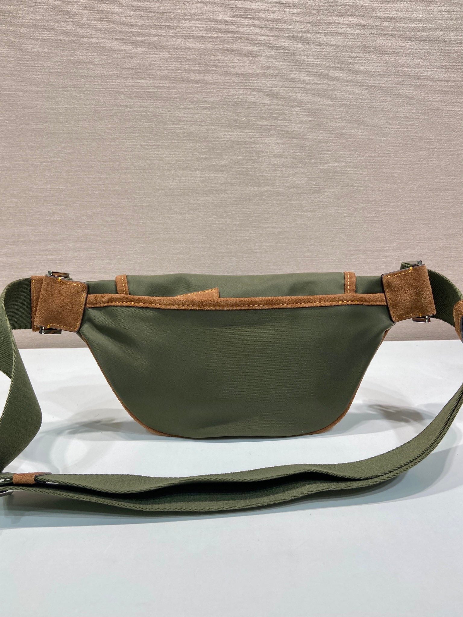 Prada 2025 Belt Bag Musk Green mix Cocoa Recycled Polyamide