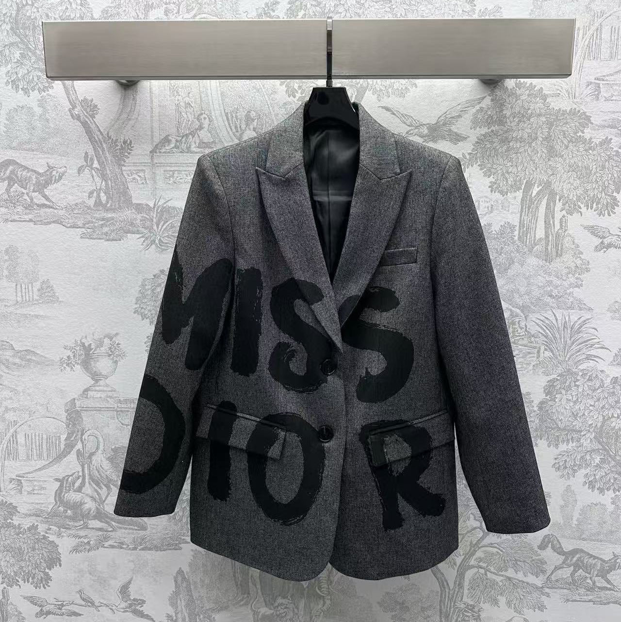 Dior 2025 Miss Dior Blazer Jacket Gray Black Cotton